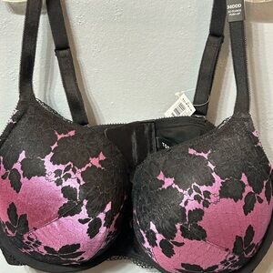 Torrid Black and Pink Lace Bra